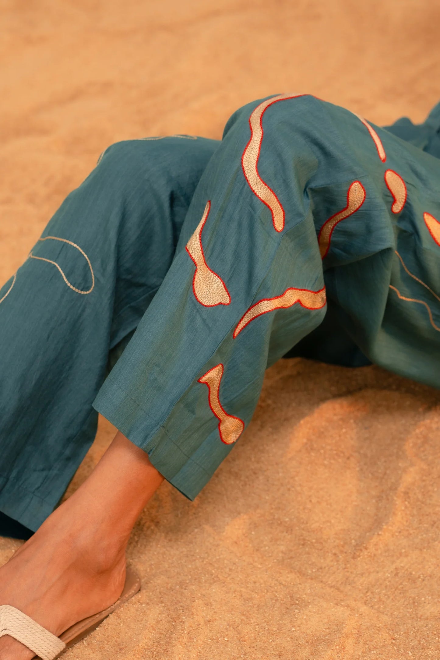 Samudram | Coral Silk Trousers