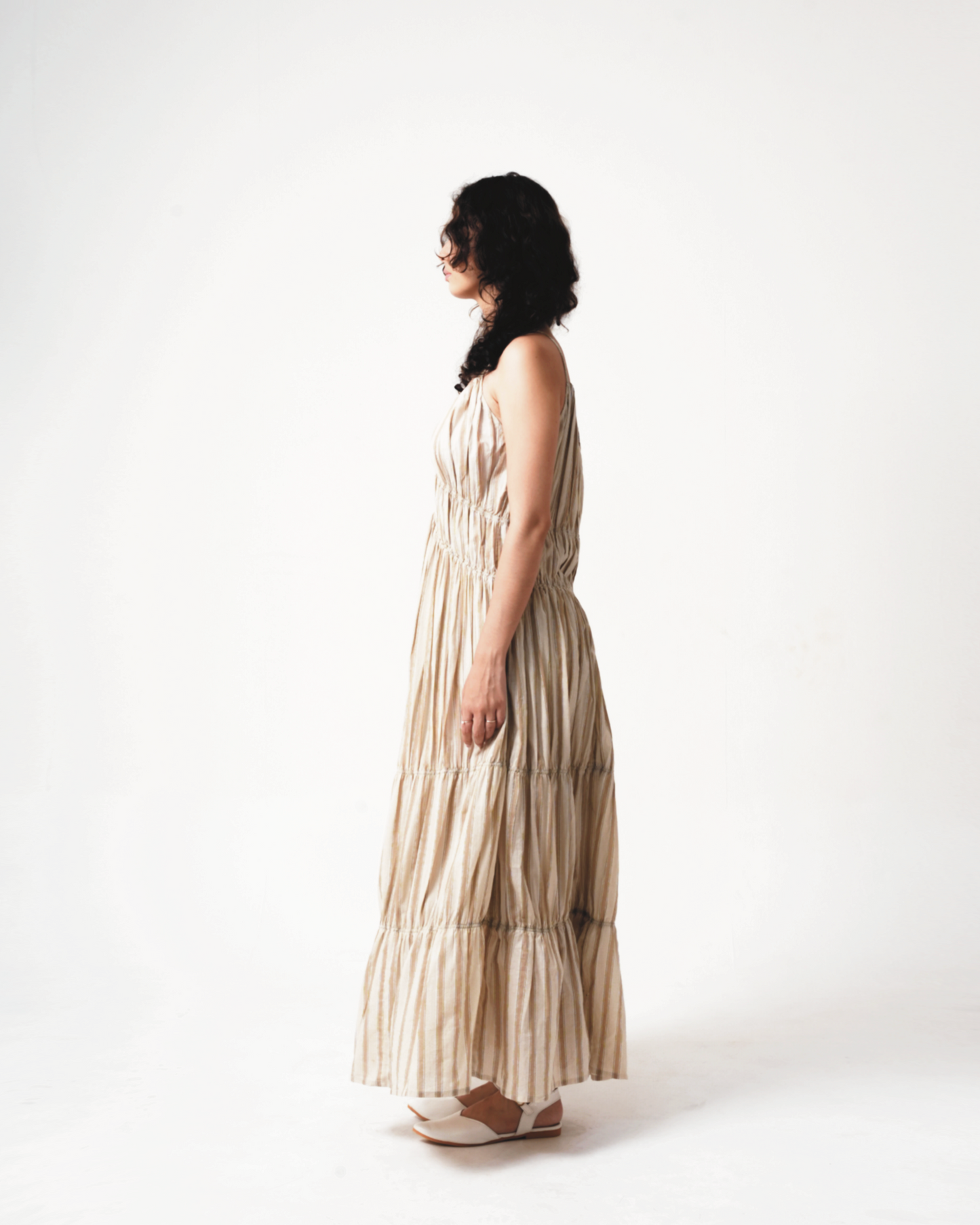 Gigi | Greige & Tan Striped Dress