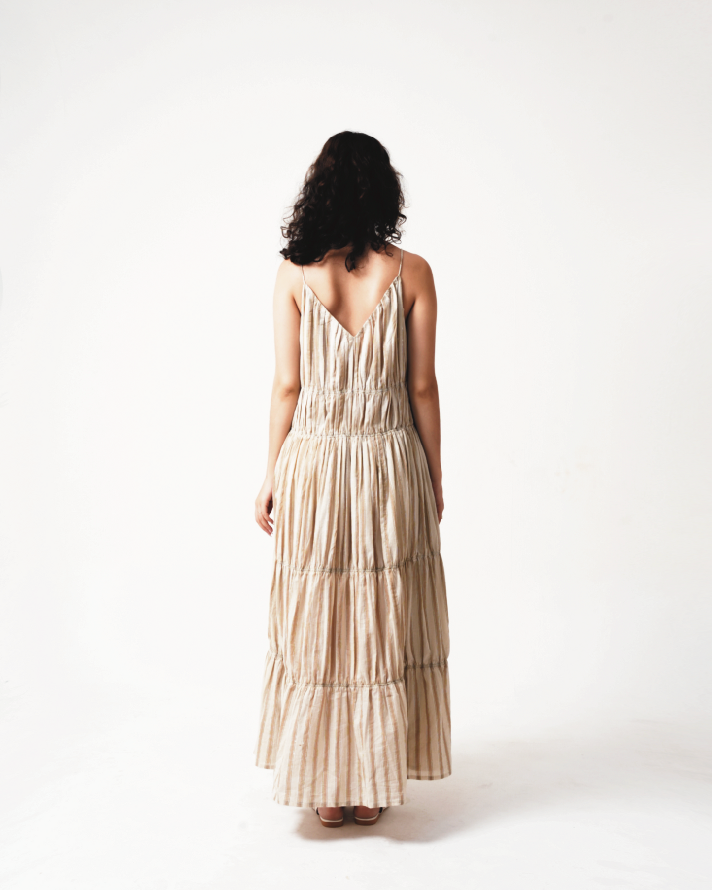 Gigi | Greige & Tan Striped Dress
