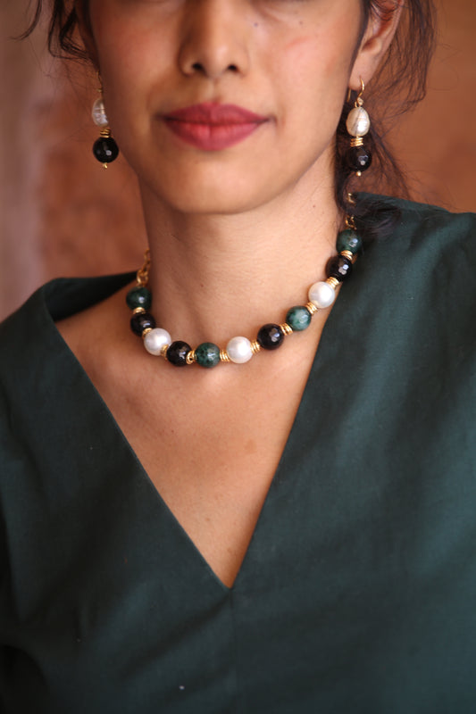 Forest Pearl | Earrings with Necklace