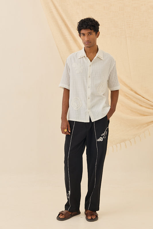 Kunj | Beige Handloom Boxy Fit Shirt