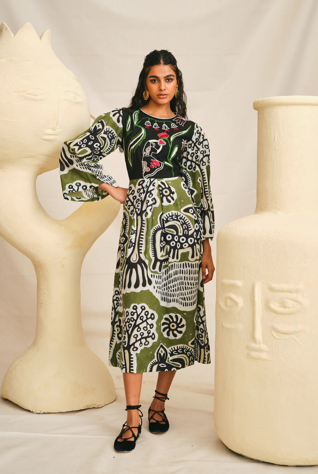 Sohrai | Green Printed Dress