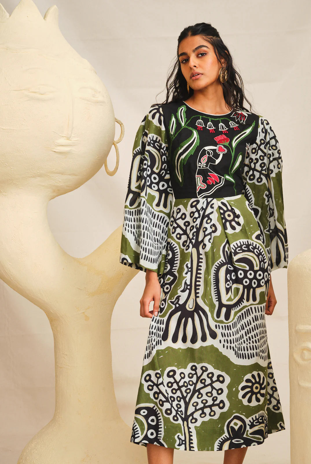Sohrai | Green Printed Dress