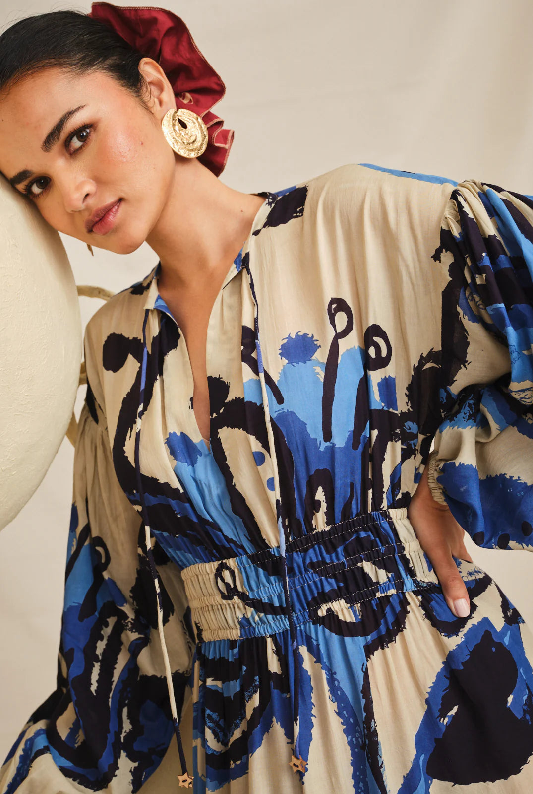 Tulika | Printed Peasant Dress