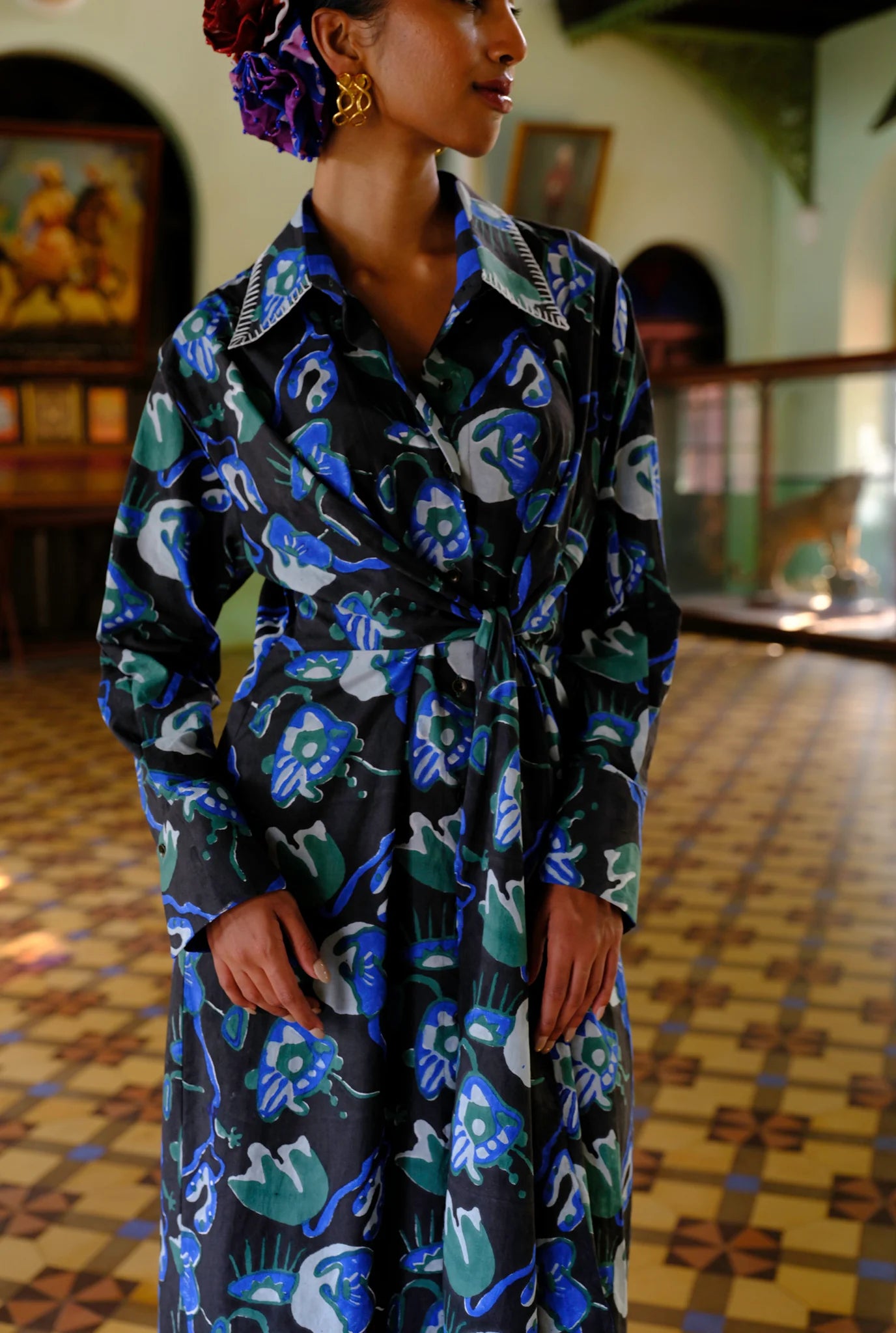 Urrak | Handblock Shirt Dress