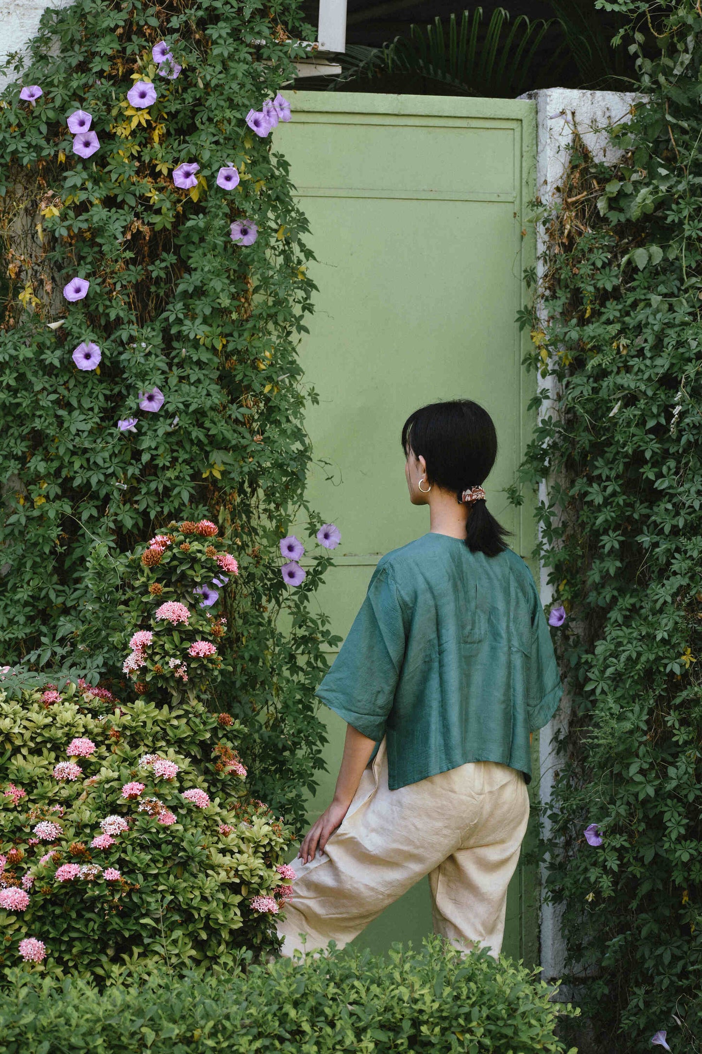 Pleated Green Top