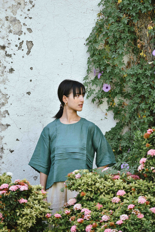Pleated Green Top