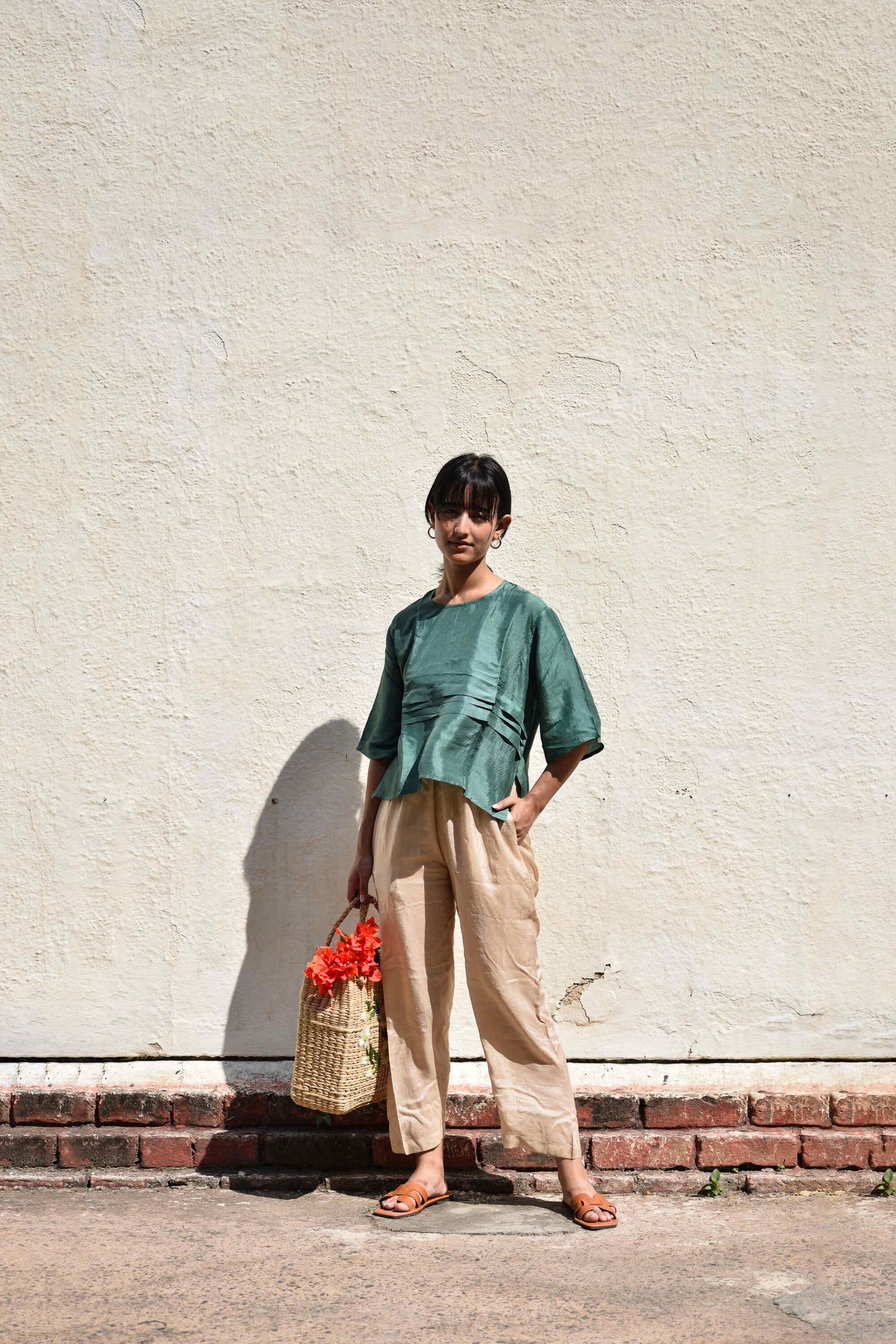 Pleated Green Top