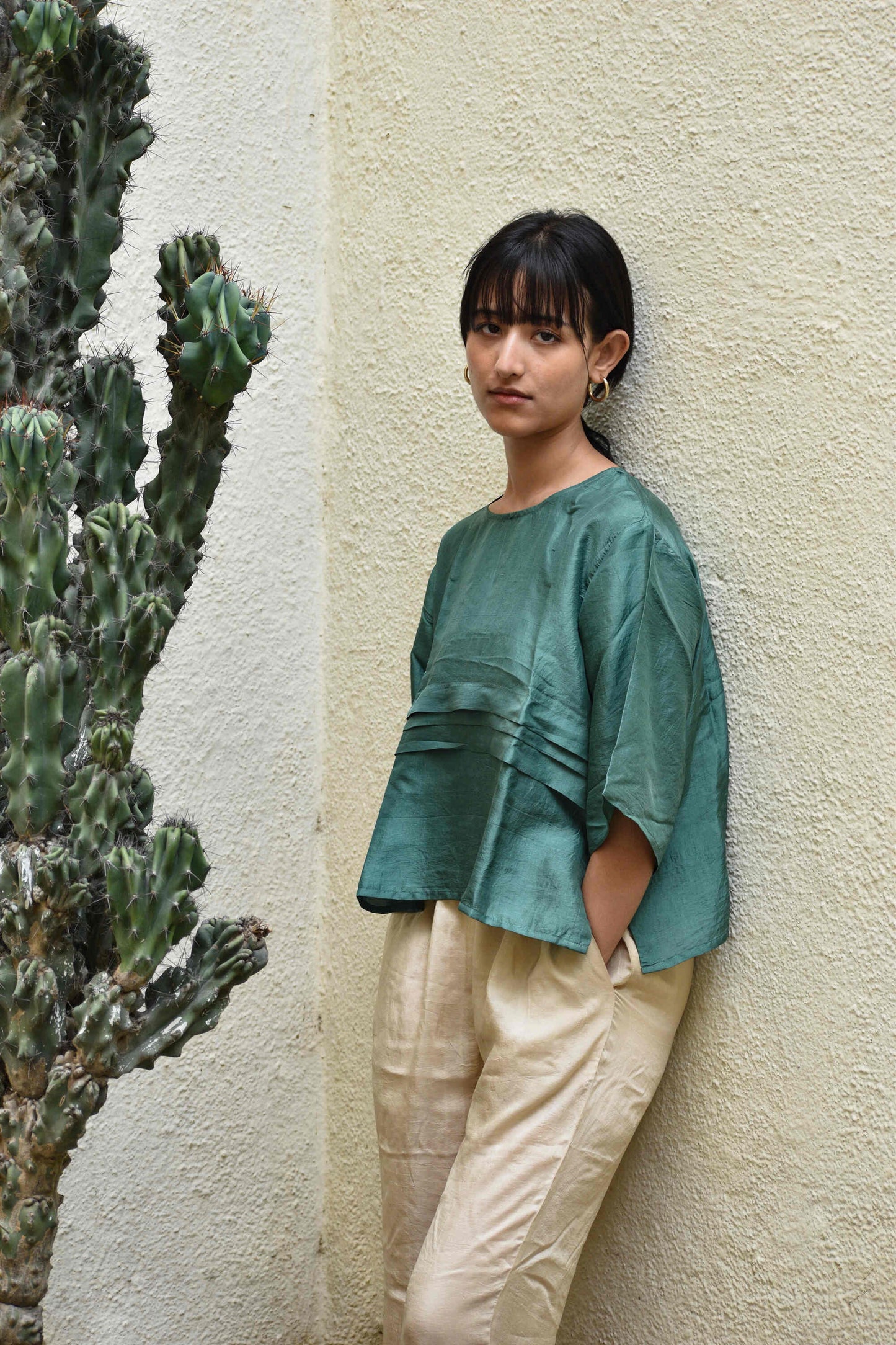Pleated Green Top