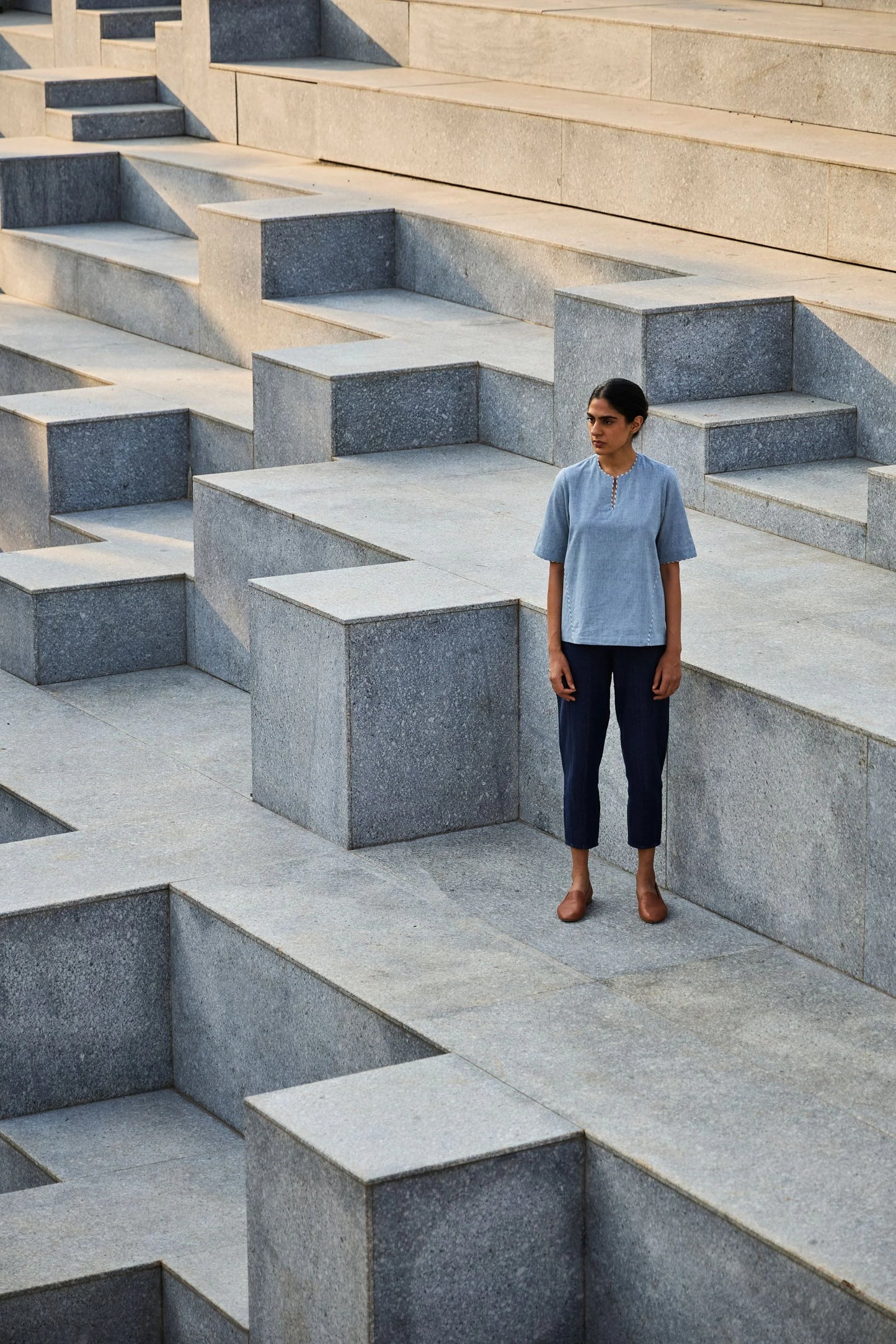 Polina | Handwoven Blue Top