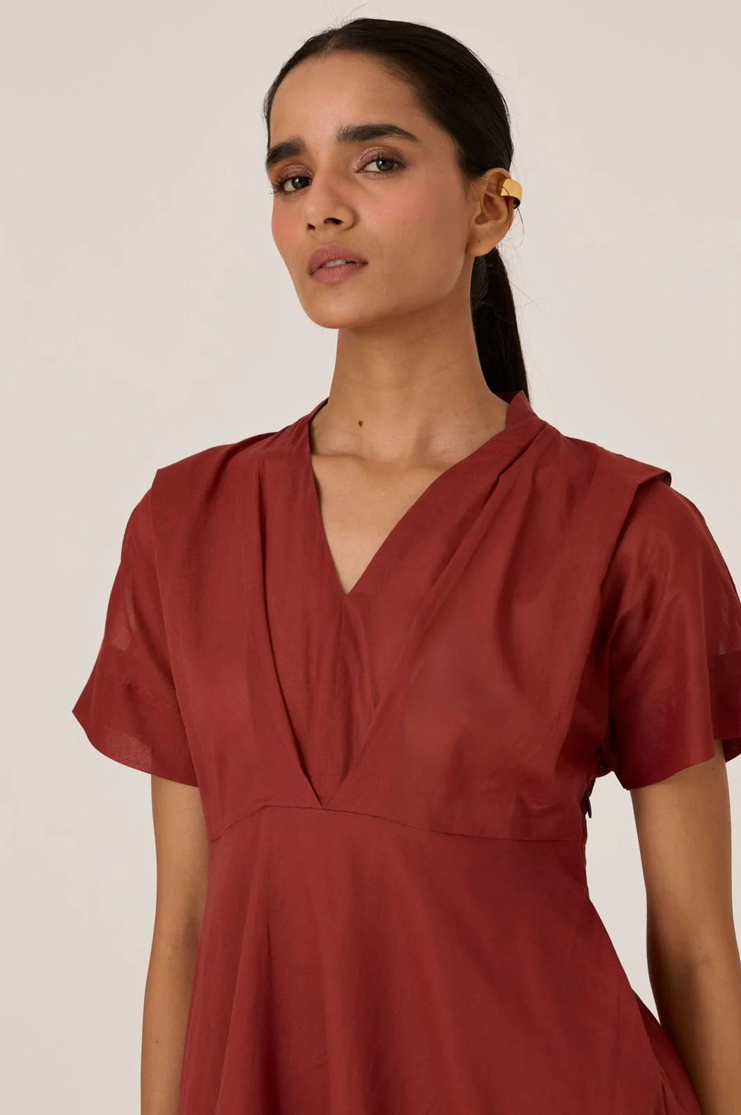 Raed | Umber Pleated Midi Dress