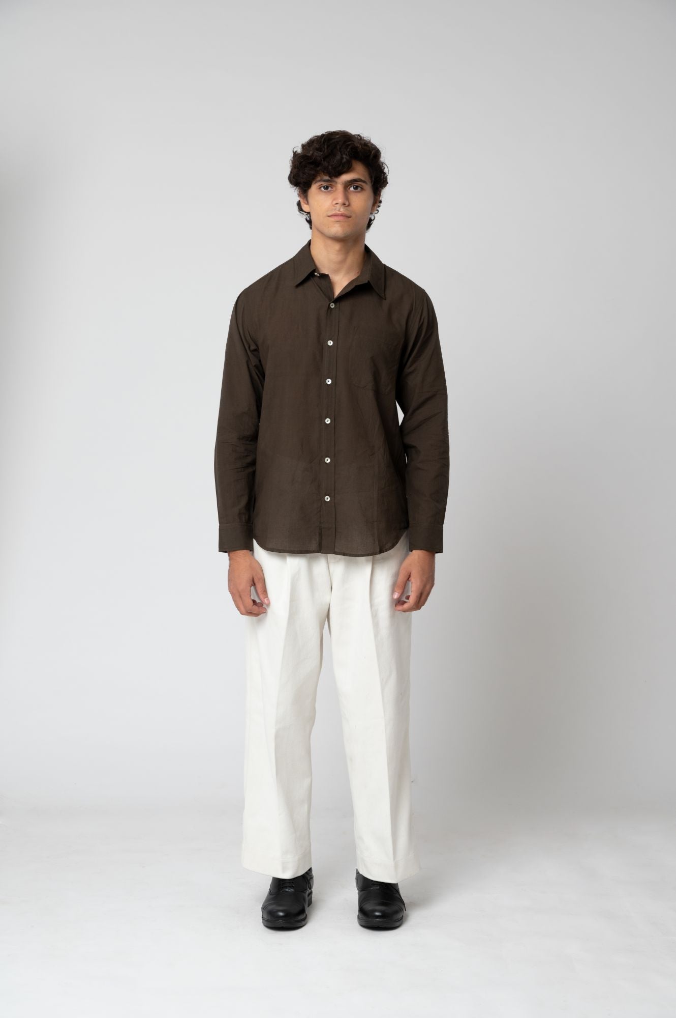 Idar | Regular Collar Brown Shirt