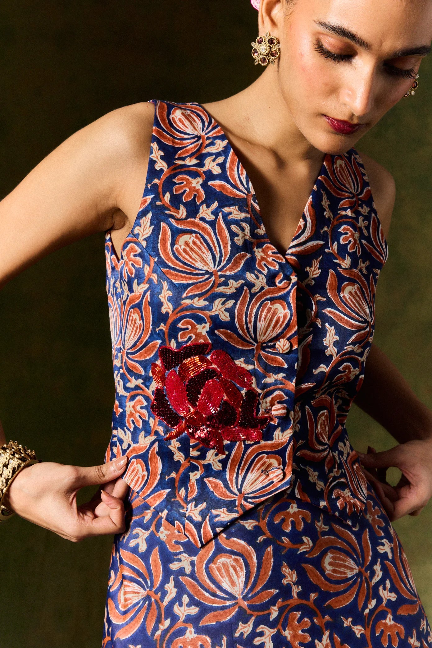 Inaaya | Silk Waistcoat and Skirt Set