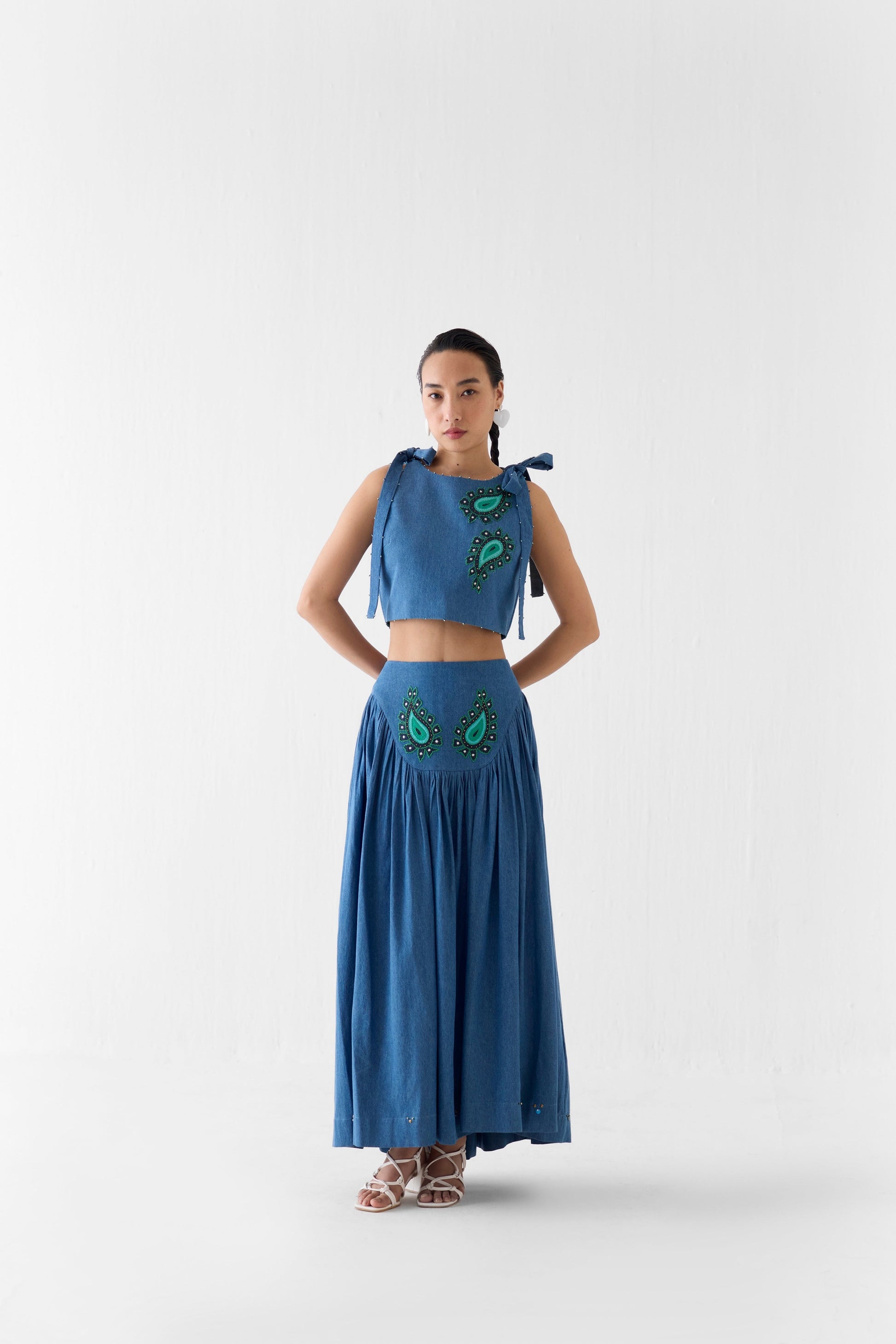 INDIGO CROP TOP & GATHERED SKIRT CO-ORD | Co-ord — image 1