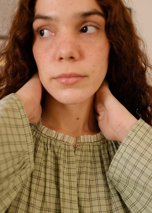 Vienna | Relaxed Smoke Checks Cotton Dress — image 1