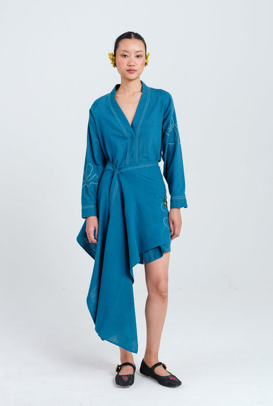 Ether | Blue Handloom Tunic Dress — image 1