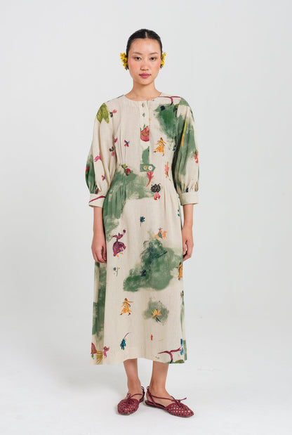 Sway | Green - Beige Midi Dress — image 1