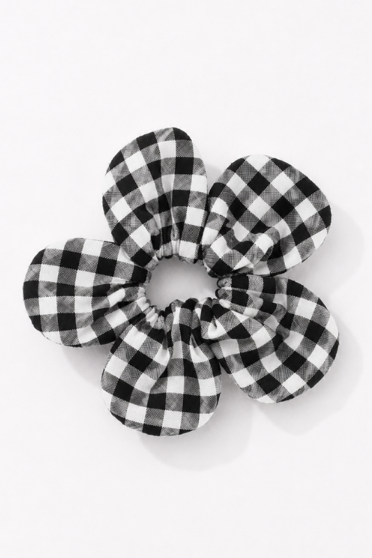 Groove | Black - White Flower Scrunchie — image 1