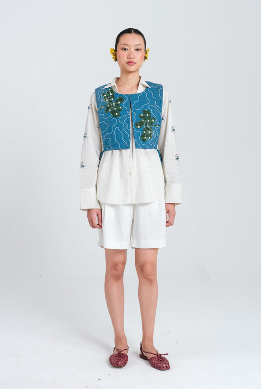 Ether | Blue Handloom Quilted Overlay — image 1