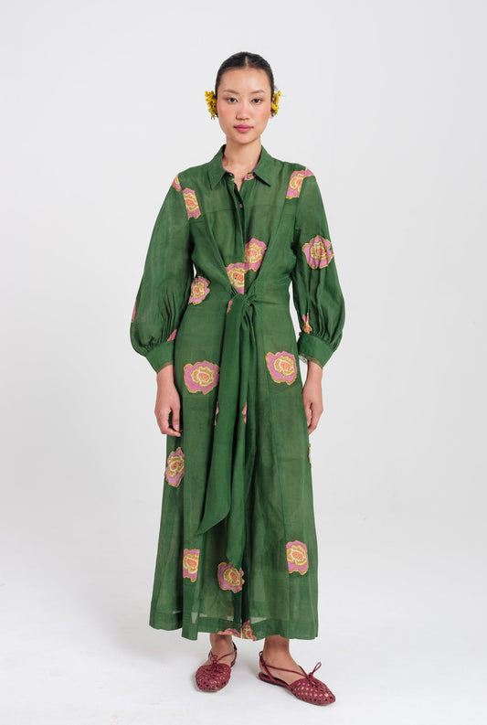 Flow | Green Tie-Up Dress — image 1