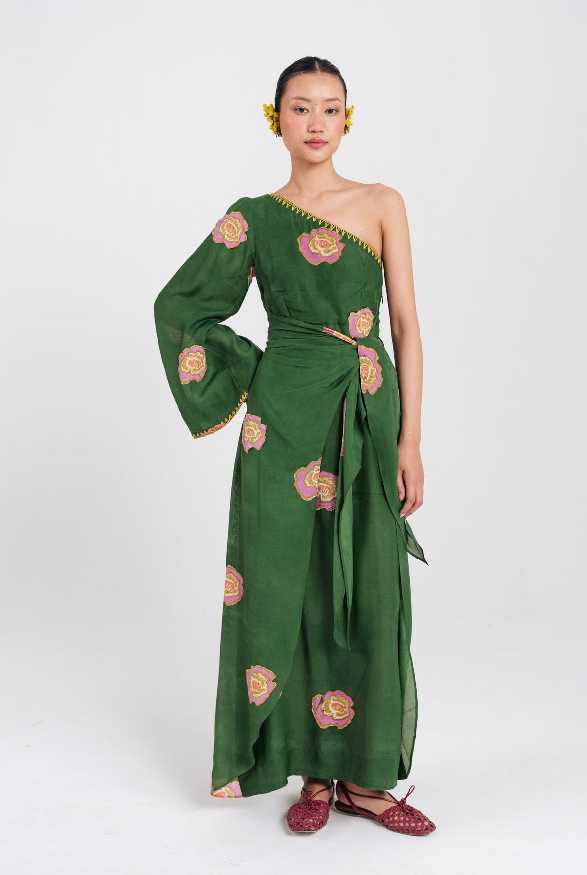 Flow | Green One Shoulder Dress — image 1