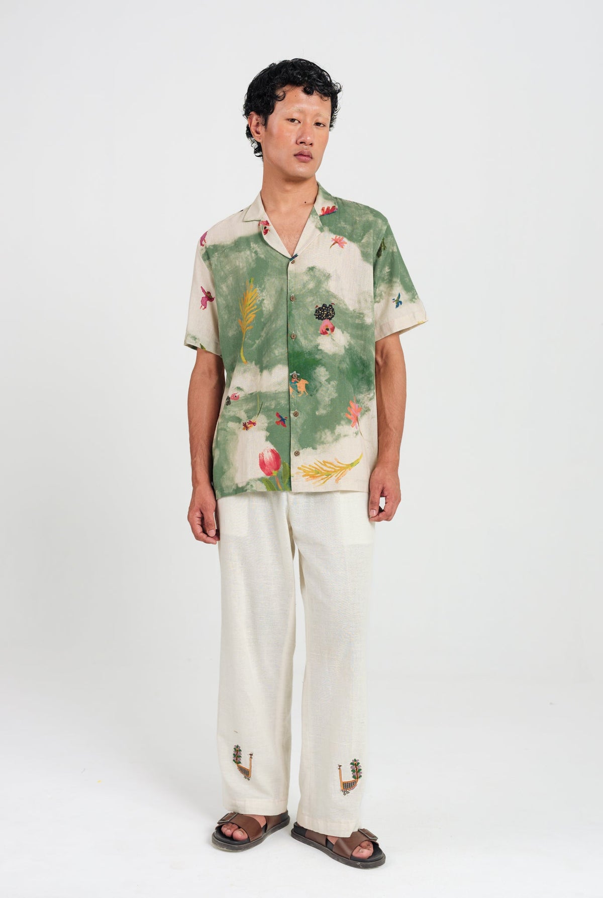 Sway | Green - Beige Men's Shirt — image 1
