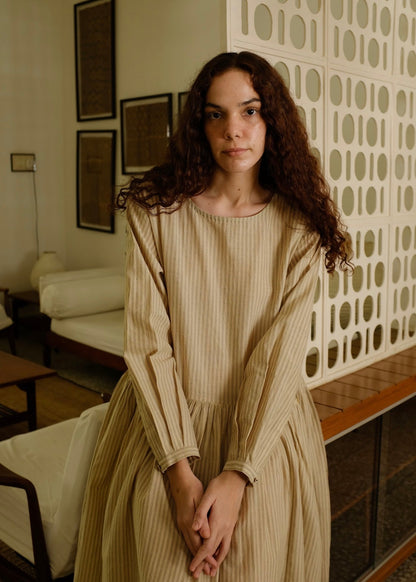 Blake | Oversized Drop-waist Sand Cotton Dress — image 1