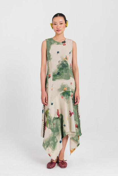 Sway | Green - Beige Asymmetric Dress — image 1