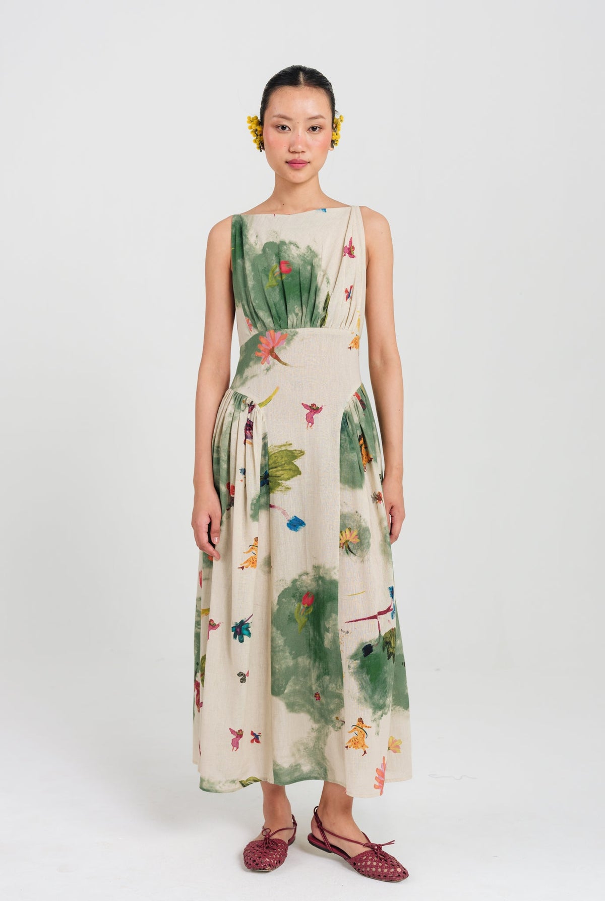 Sway | Green - Beige Panel Dress — image 1
