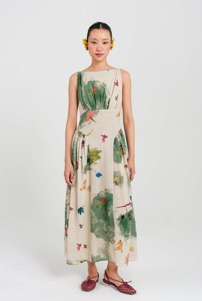 Sway | Green - Beige Panel Dress — image 1