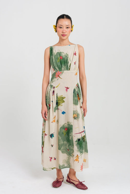 Sway | Green - Beige Panel Dress — image 1