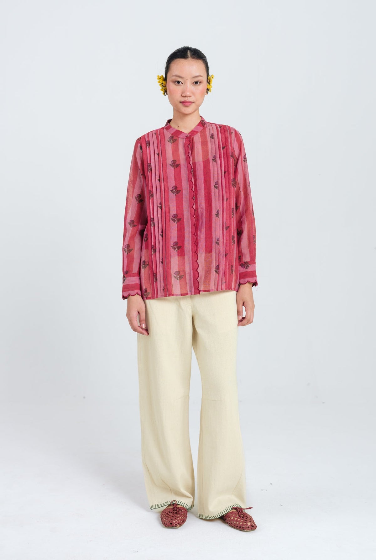 Spring | Red - Pink Scallop Shirt — image 1