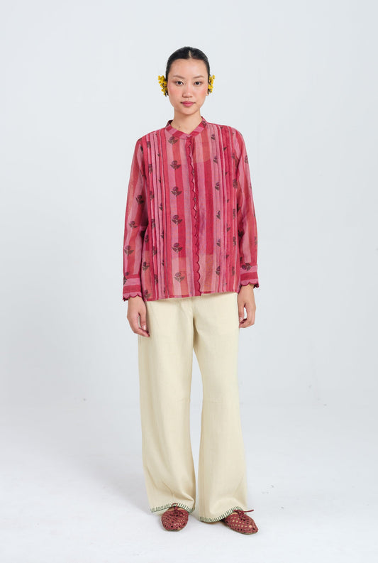 Spring | Red - Pink Scallop Shirt — image 1