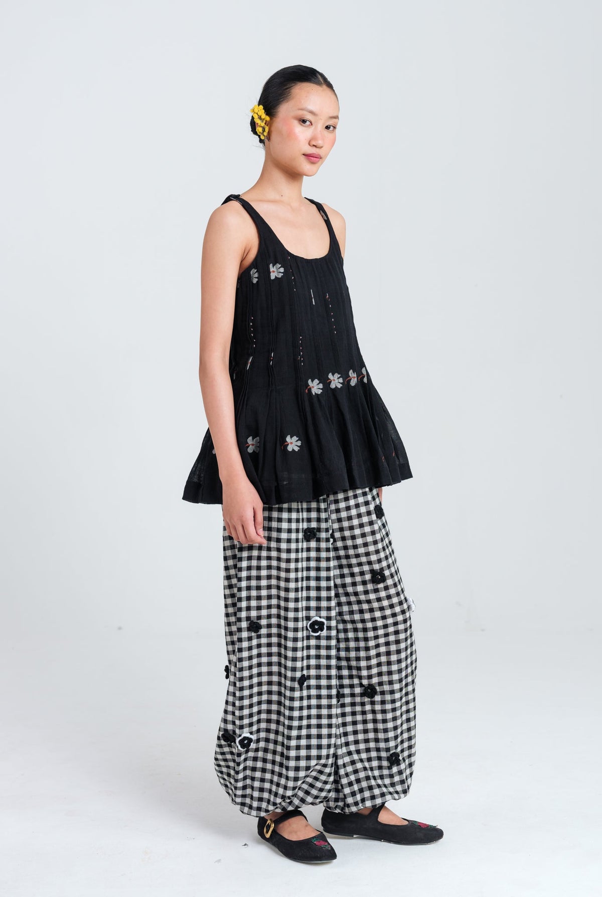 Leap | Black Pleated Top — image 1