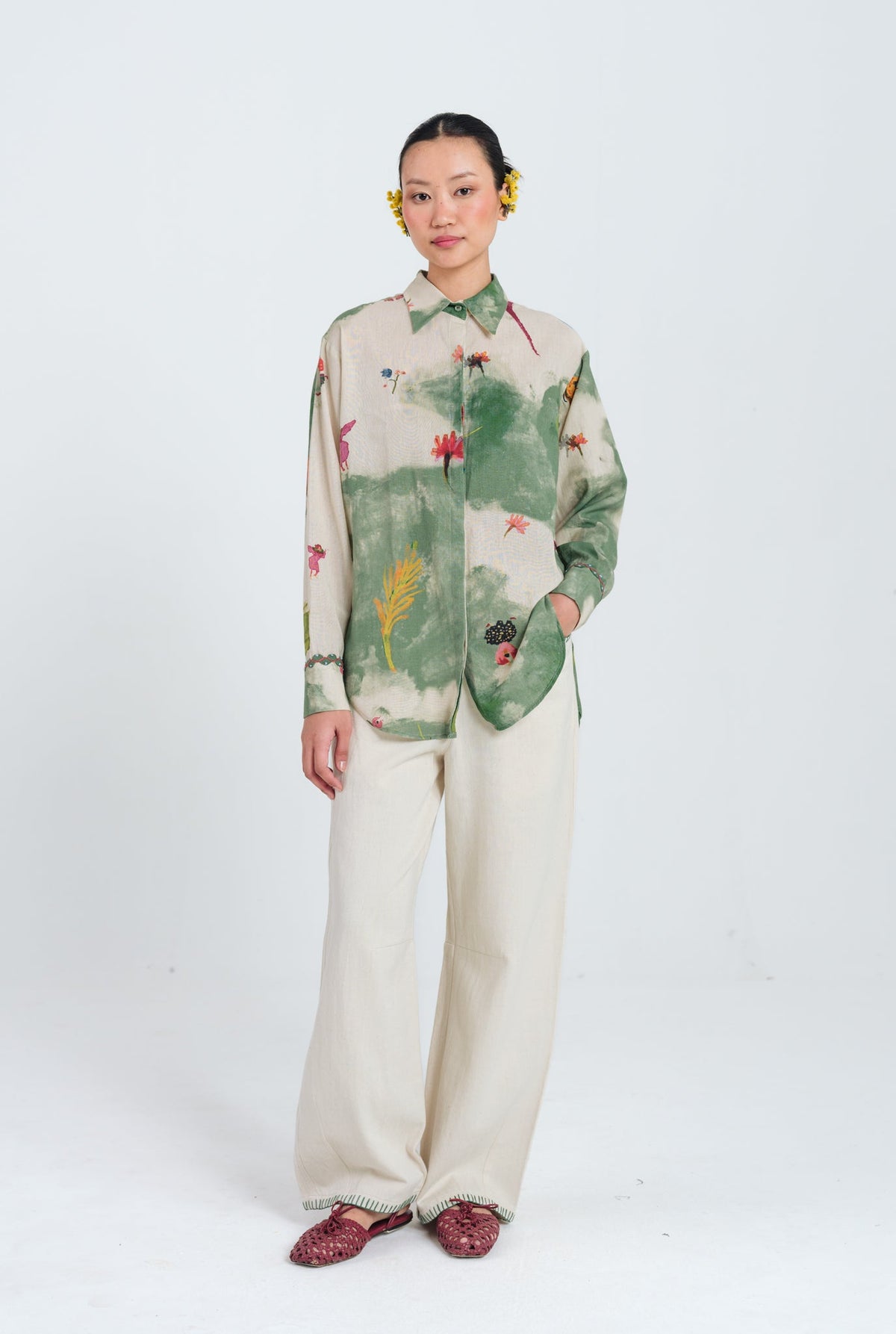 Sway | Green - Beige Shirt — image 1