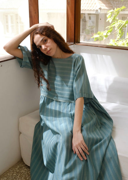 Nina | Relaxed Sea Green Silk Dress — image 1