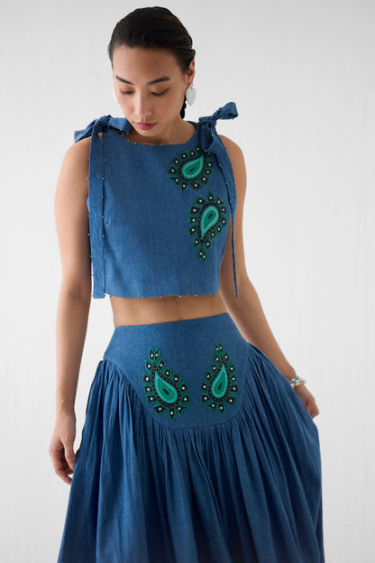 INDIGO CROP TOP & GATHERED SKIRT CO-ORD | Co-ord — image 2