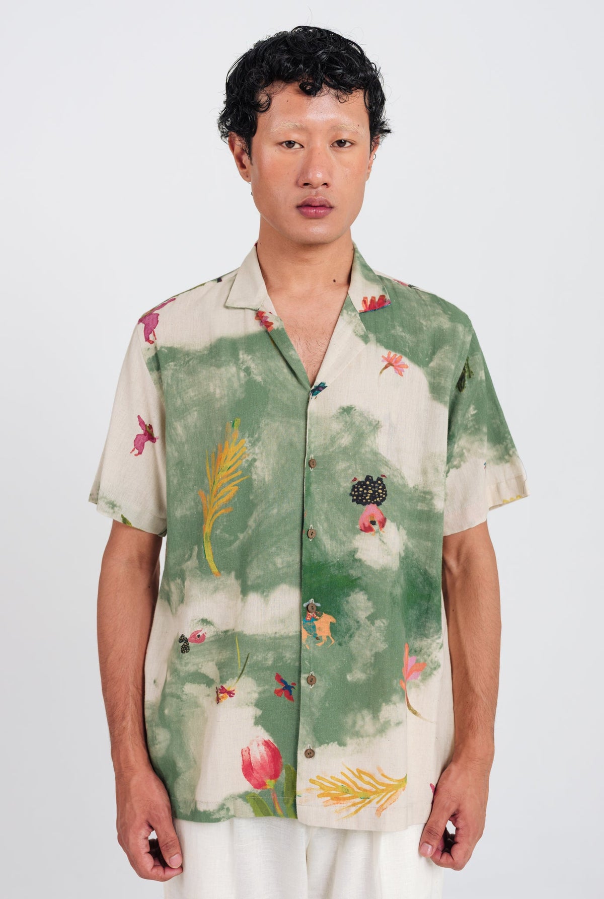 Sway | Green - Beige Men's Shirt — image 2