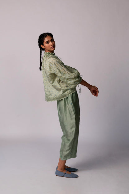 Anjira | Green Silk Pants