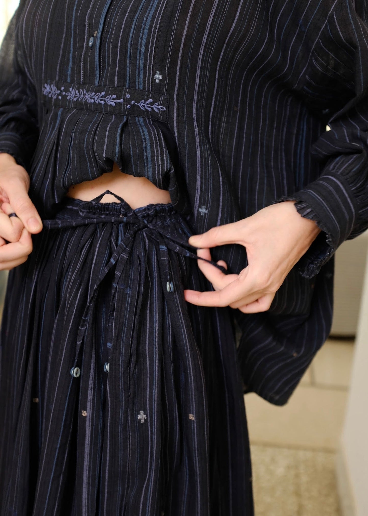 Anya | Red Jamdani Cotton Skirt — image 2