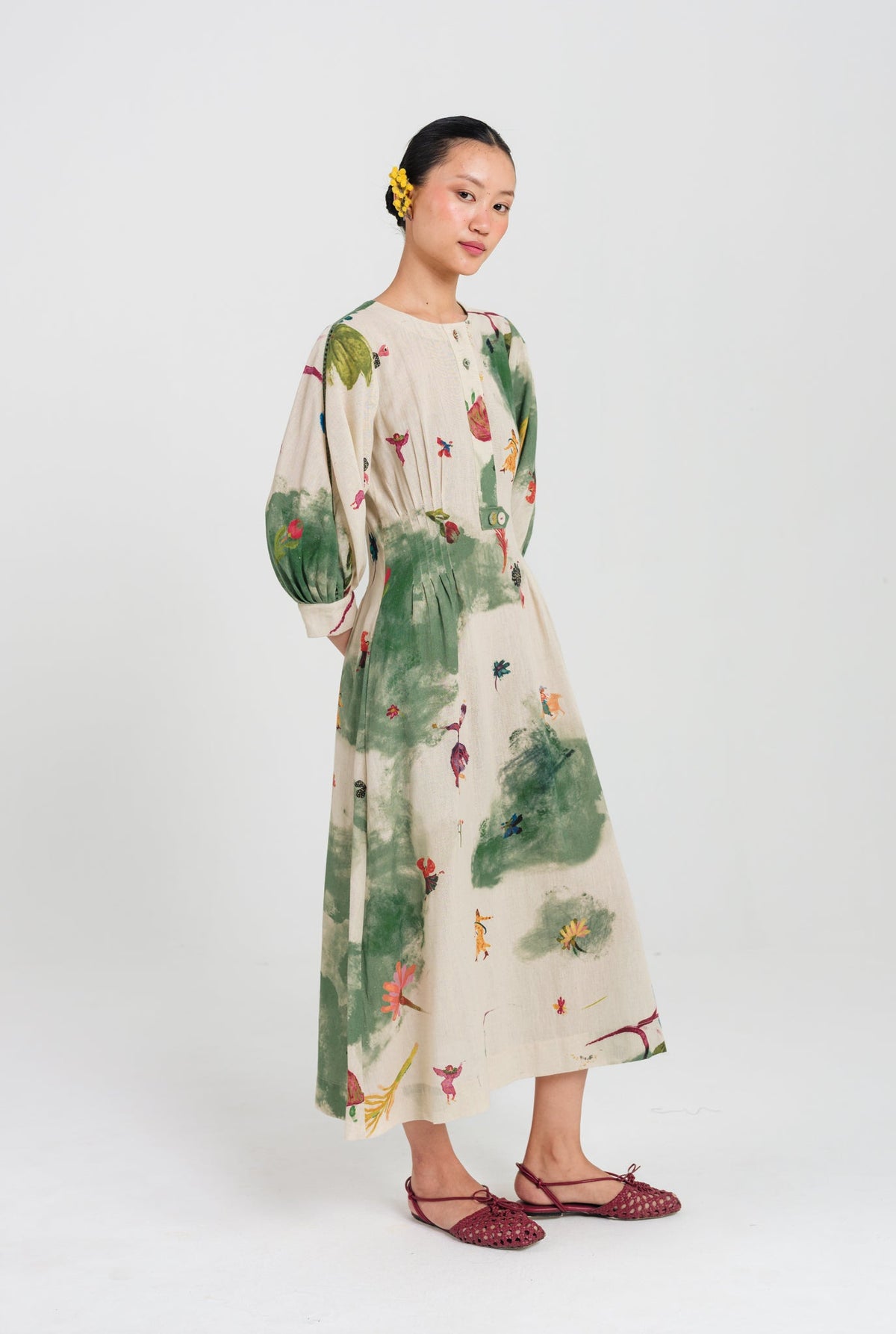 Sway | Green - Beige Midi Dress — image 2