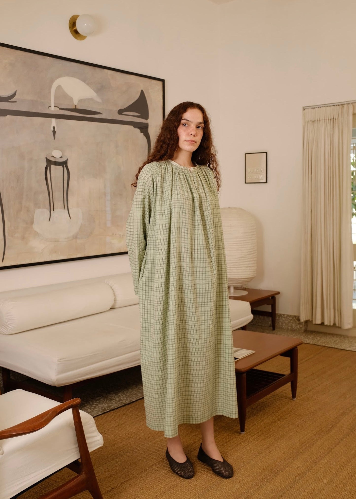 Vienna | Relaxed Smoke Checks Cotton Dress — image 2