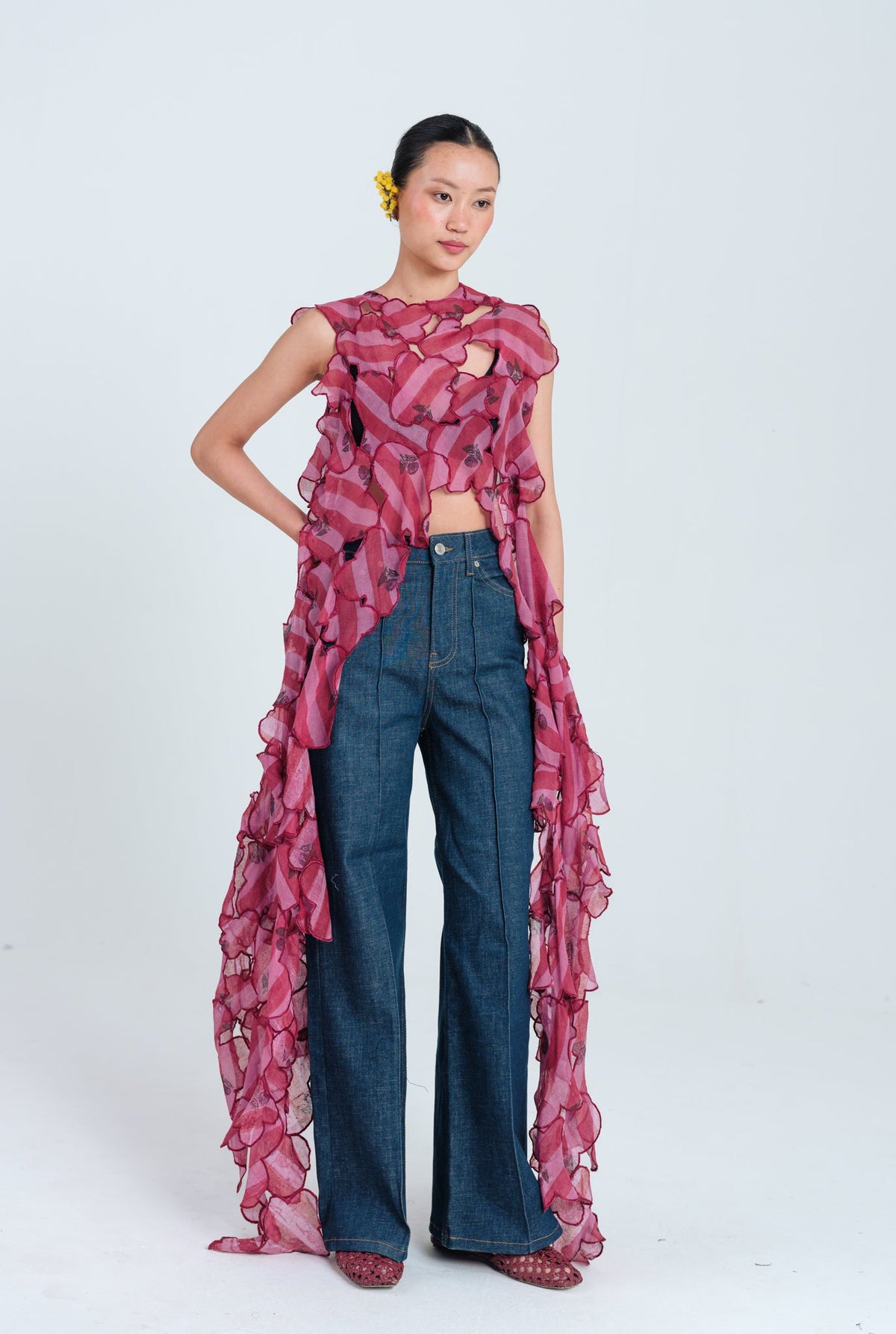 Spring | Red - Pink Cut-out Cape — image 2
