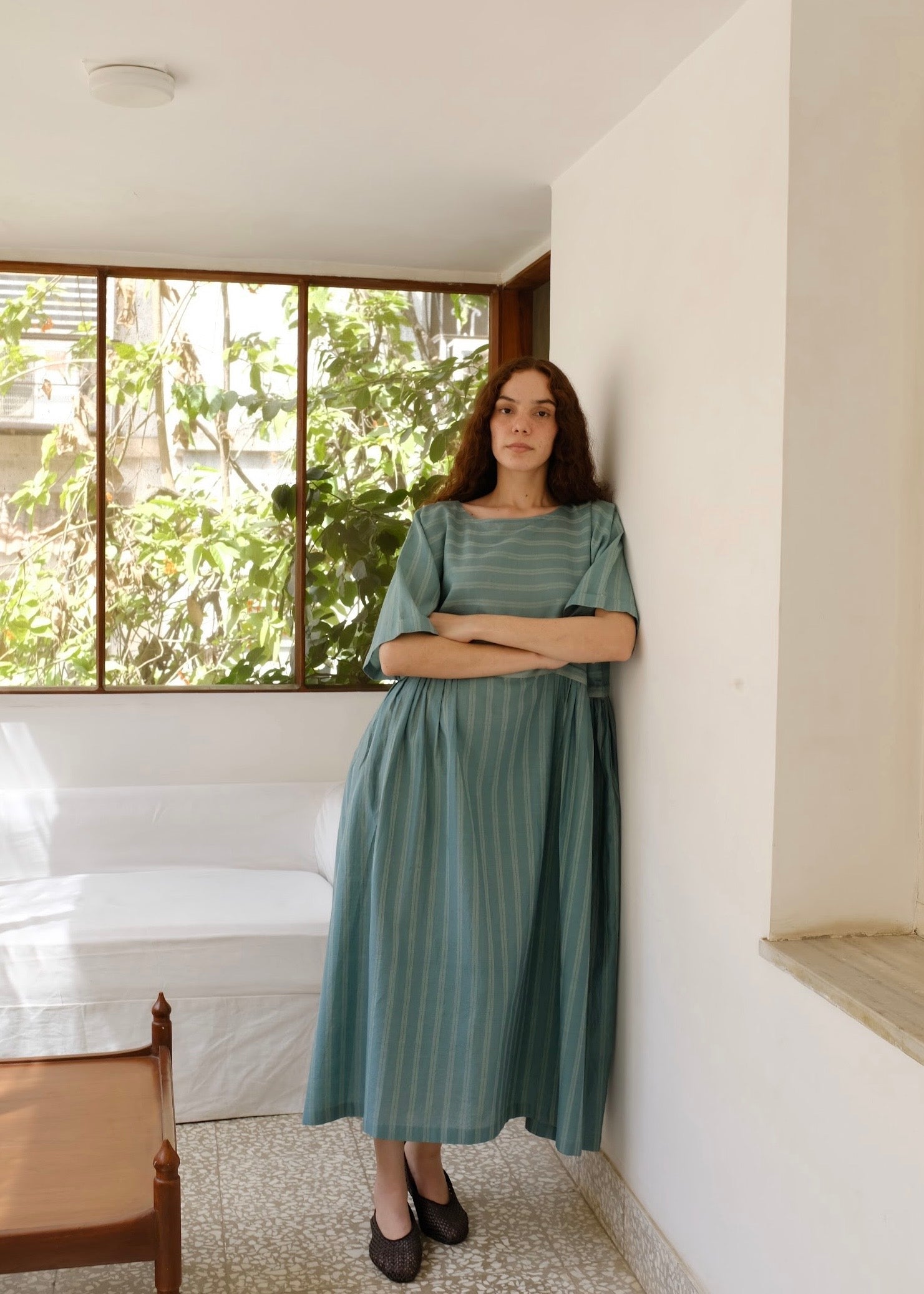 Nina | Relaxed Sea Green Silk Dress — image 2