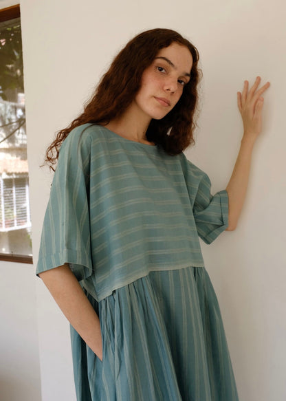 Nina | Relaxed Sea Green Silk Dress — image 3