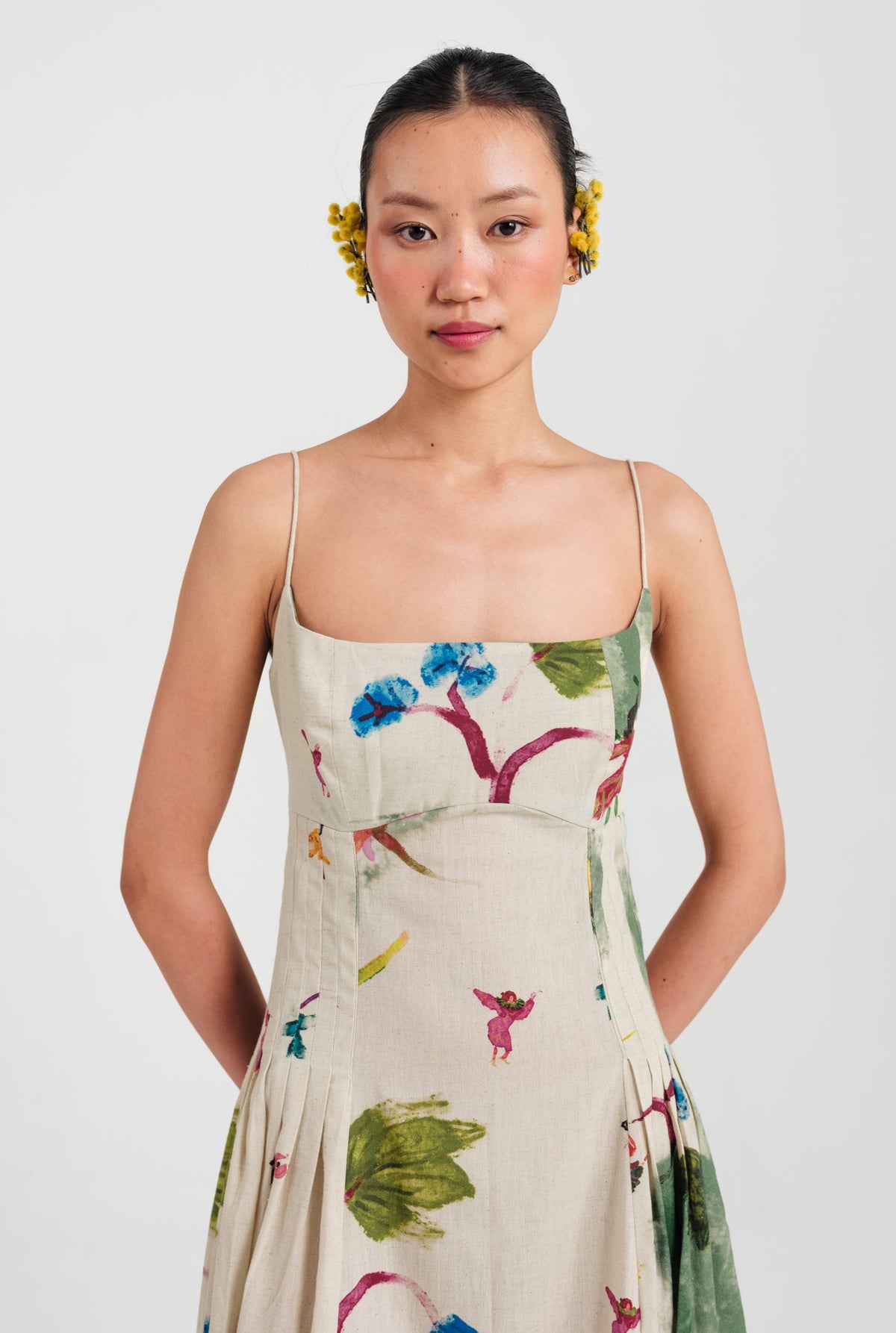 Sway | Green - Beige Pleated Dress — image 3