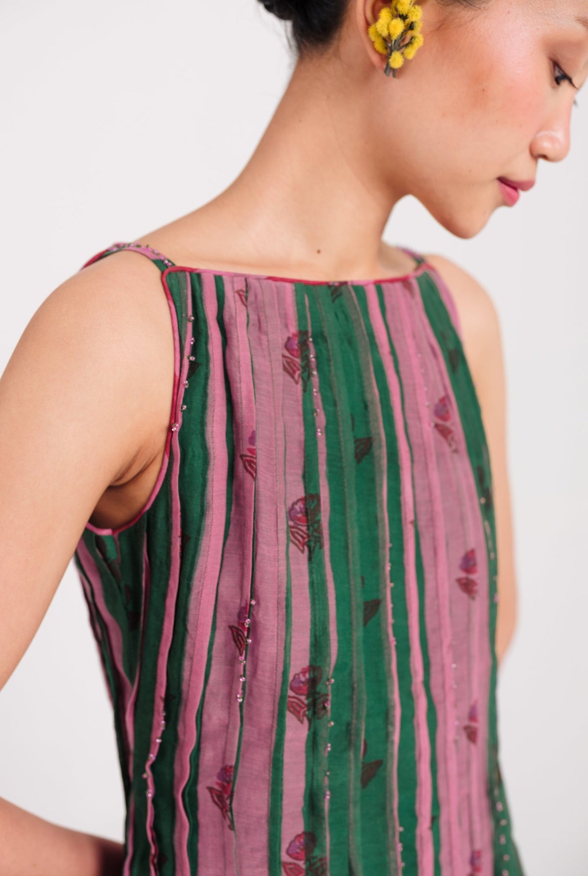 Twirl | Green - Purple Pleated Dress — image 3