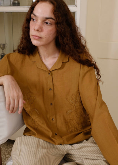 Auburn | Boxy Gold Cotton Shirt — image 3