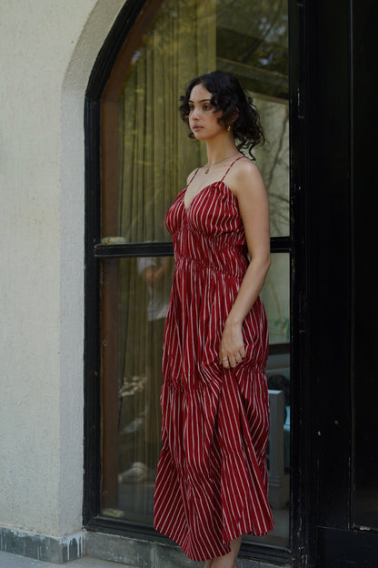 Gigi | Greige & Tan Striped Dress — image 3