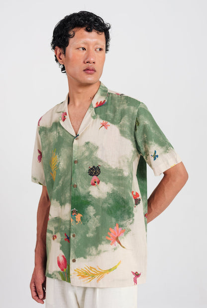 Sway | Green - Beige Men's Shirt — image 3